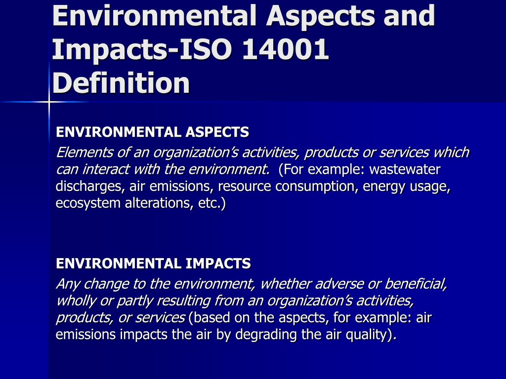 iso 14001 aspects and impacts